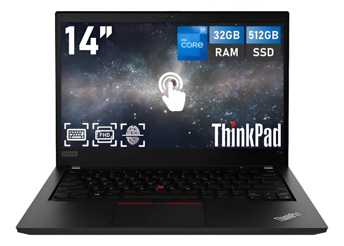 Laptop Lenovo Thinkpad T14s G2 Core I7 11th 32gb 512gb Touch Negro (Reacondicionado)
