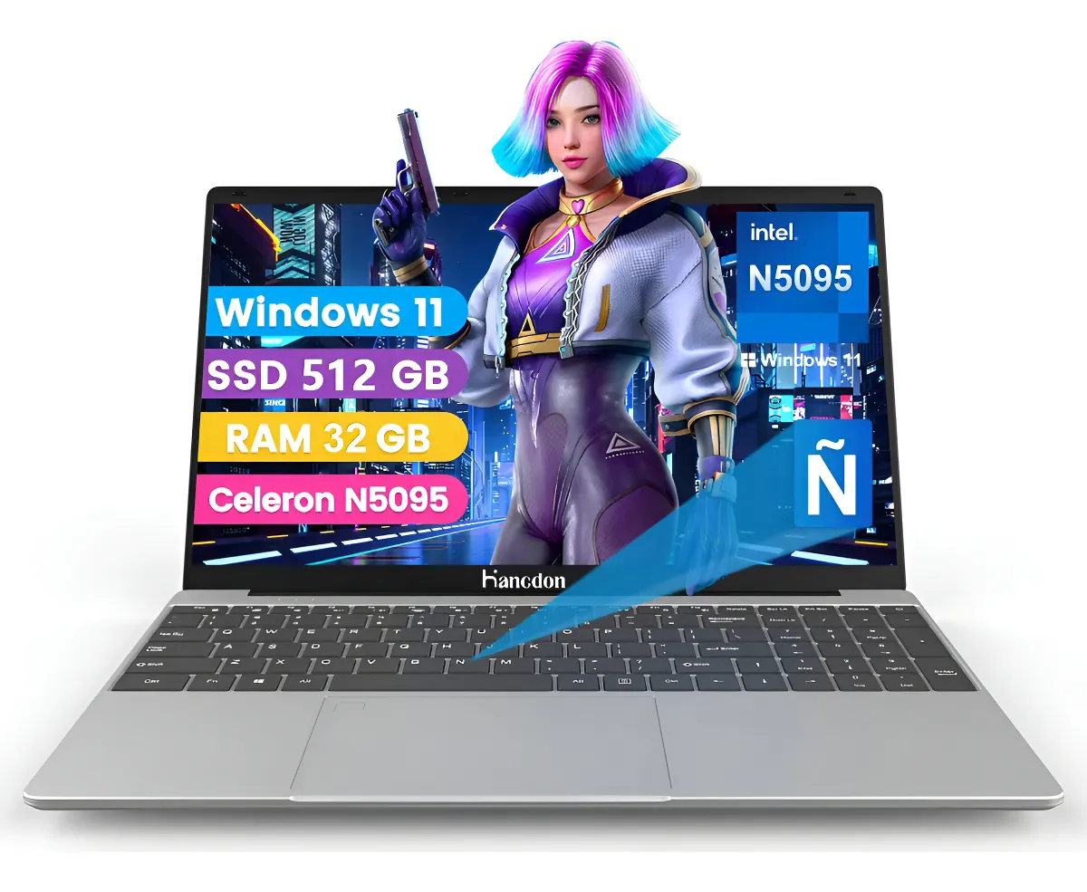 Laptop 15.6 Intel Celeron N5095 32+512g 1920*1080p Notebook Plateado