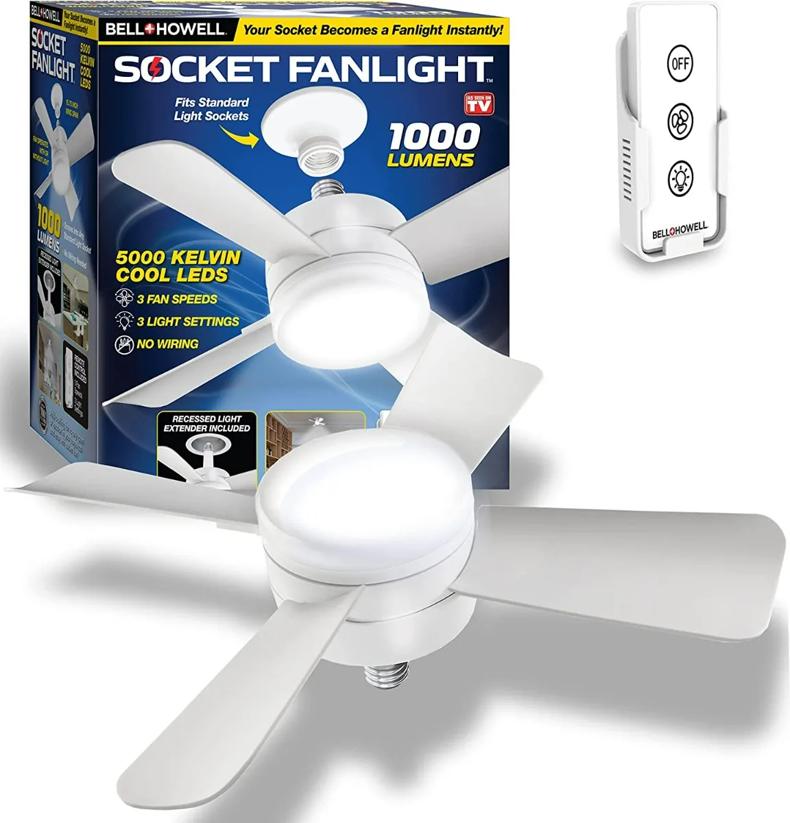 Foco-ventilador Portátil + Control Socket Fan Color Blanco