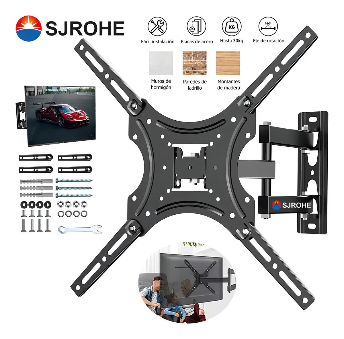 Sjrohe® X-400 Base Soportes De Pantalla Pared Tv 14 A 55 Pulgadas Soporta Max 30kg Soporte De Tv Universal Compatible Soporte Universal Mural Para Televisión Monitor Inclinable Y Ajustable Color Negro