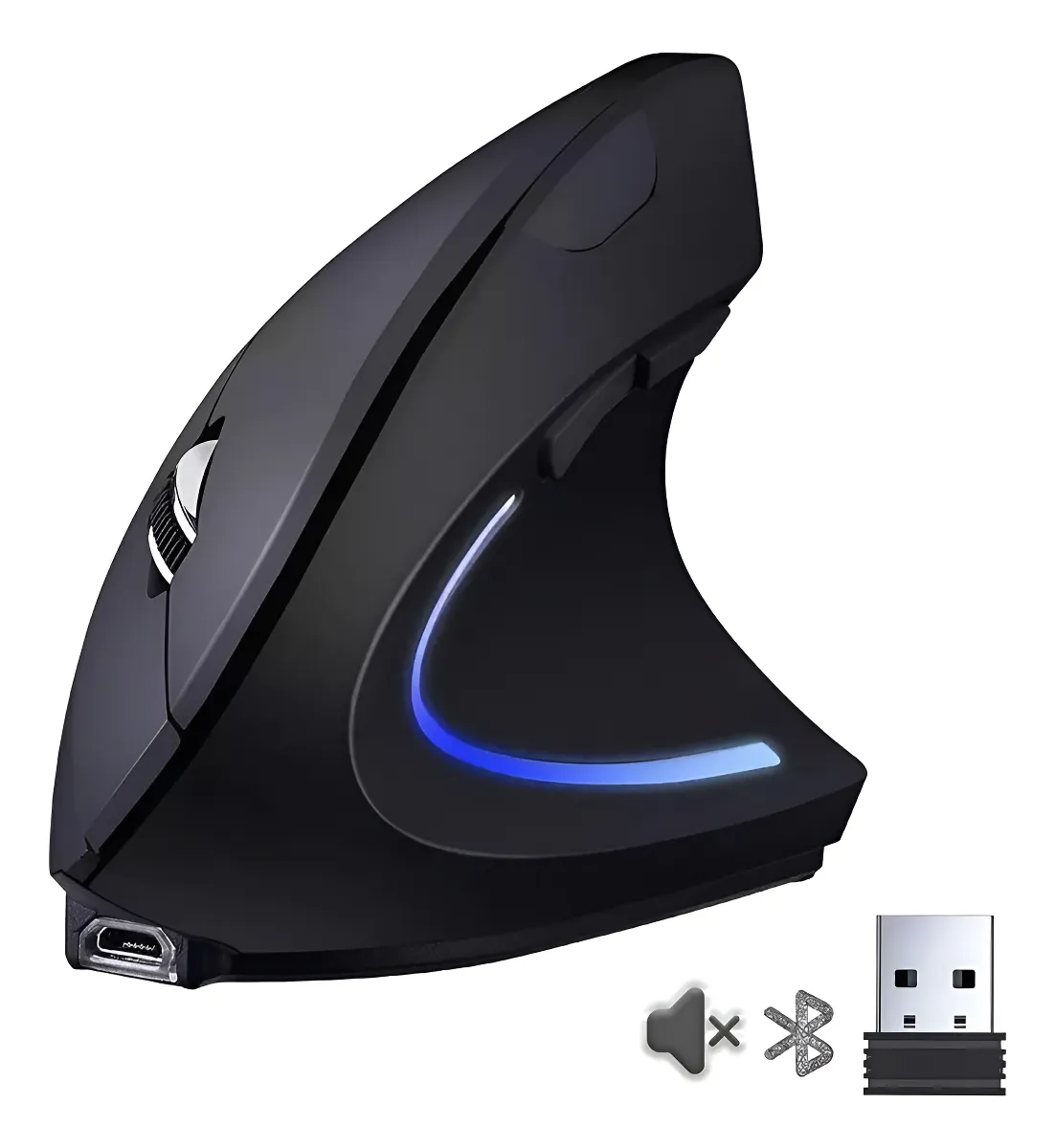 Ratón Vertical Inalámbrico Bluetooth Recargable Ergonómico 2.4g Ratón Ergonómico Para Mano Derecha, Cómodo, Vertical, Bluetooth, Color, Ergonómico, Alimentado Por Batería