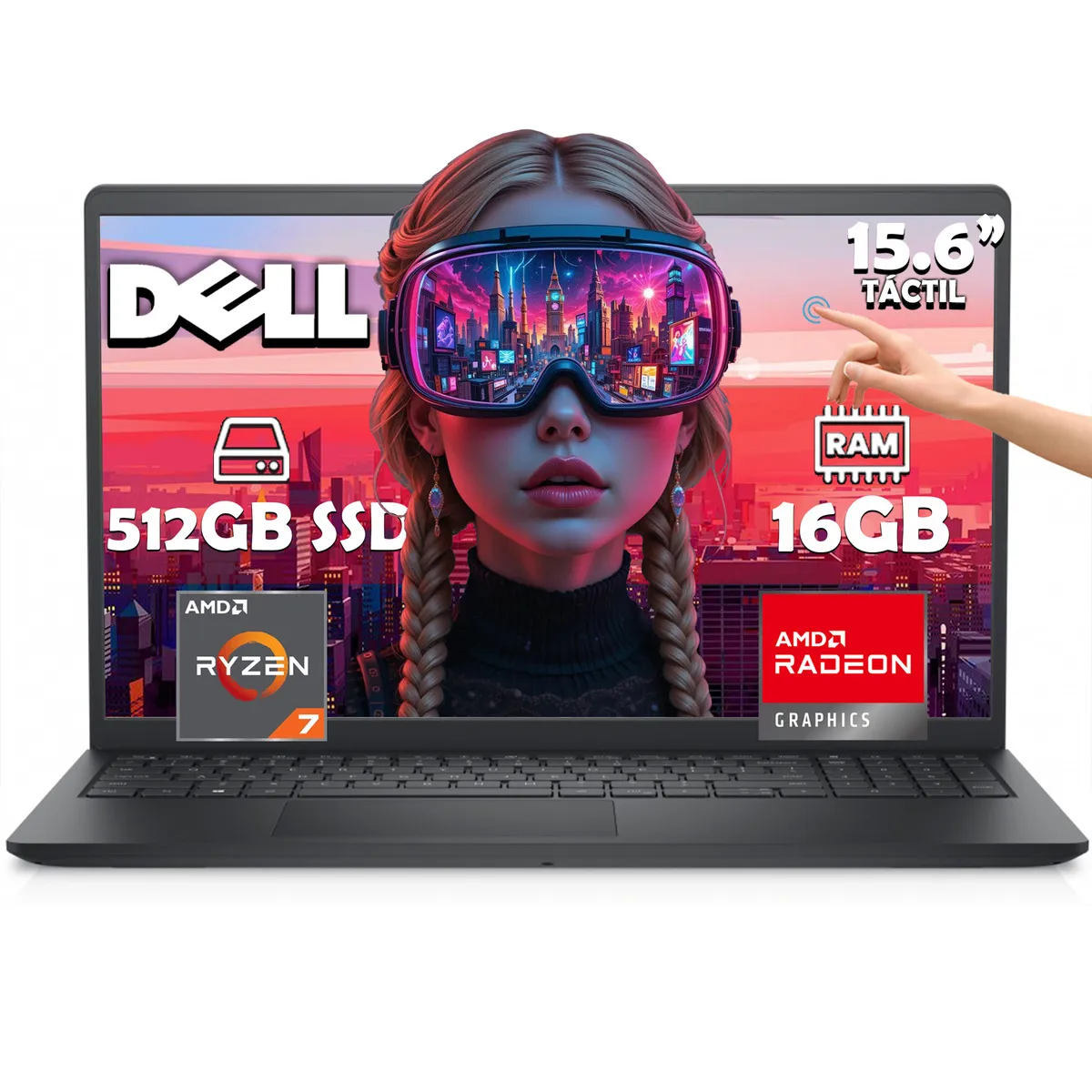 Laptop Dell Inspiron 15 3535 Amd Ryzen 7 7730u 512gb Ssd 16gb Ram Touch Fhd W11h