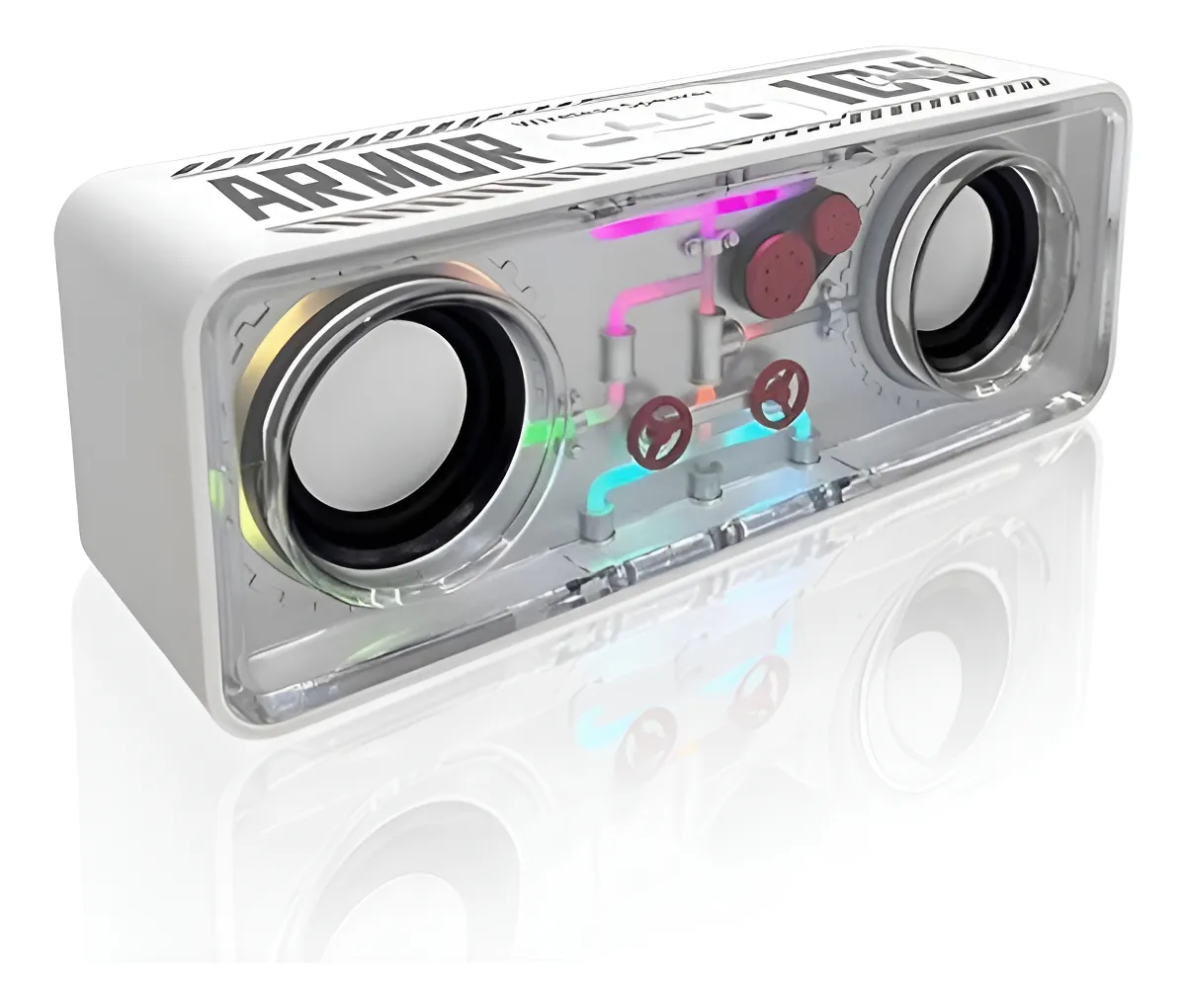 Mini Bocinas Bluetooth Portátiles Blancas con RGB LED Altavoces para Computadora con Soporte Aux Tf USB Ideal para Fiestas y Juegos Muramaudi MURA3556