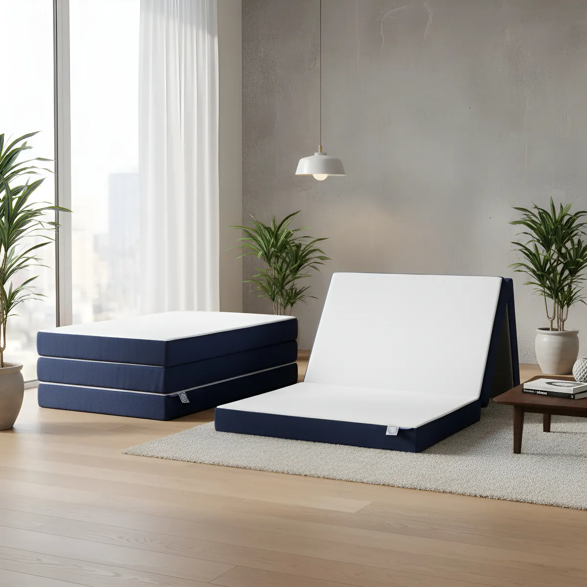 Colchón Colchoneta Plegable De Espuma Seccionado Drjoohn Blanco