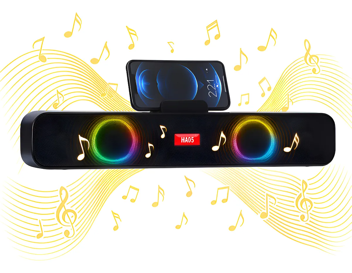 Barra De Sonido Para Pc Tv Bocinas Inalámbrica Bluetooth Rgb Negro