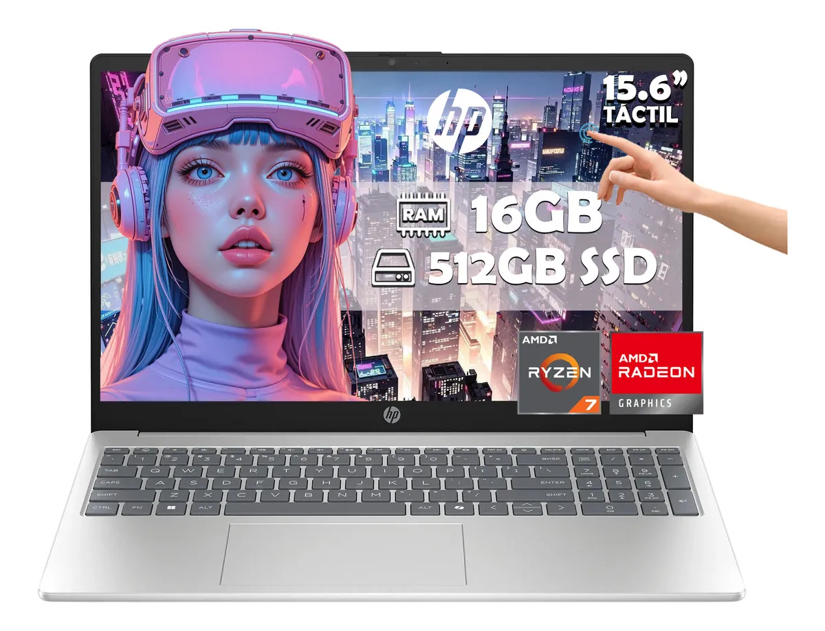 Notebook HP 15-FC0047WM 15.6″ AMD Ryzen 7 7730U 16 GB DDR4 512 GB SSD Touch – Natural Silver