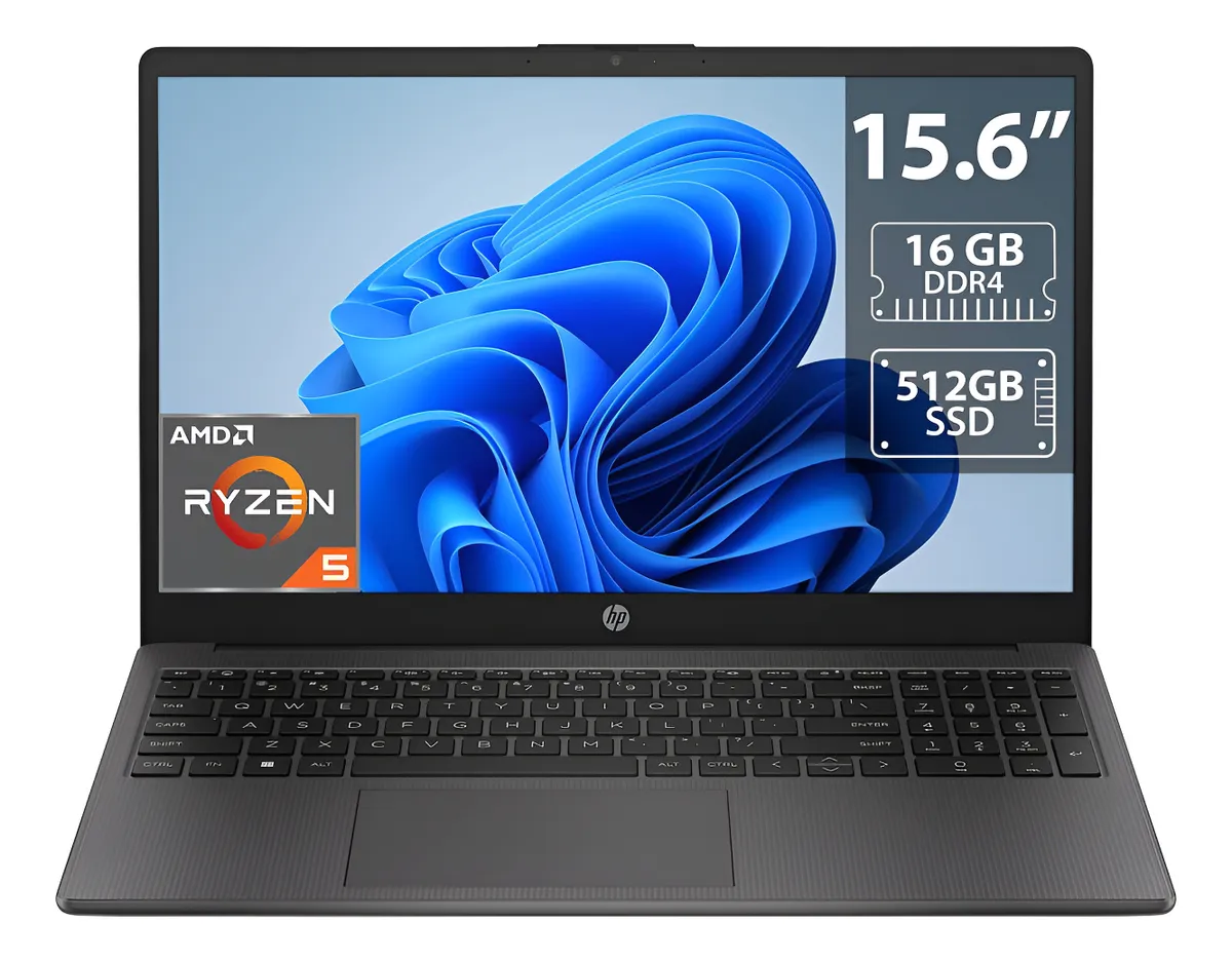 Laptop Hp 255 G10: Ryzen 5, 16gb, Ssd 512gb, 15.6 , W11h Negro
