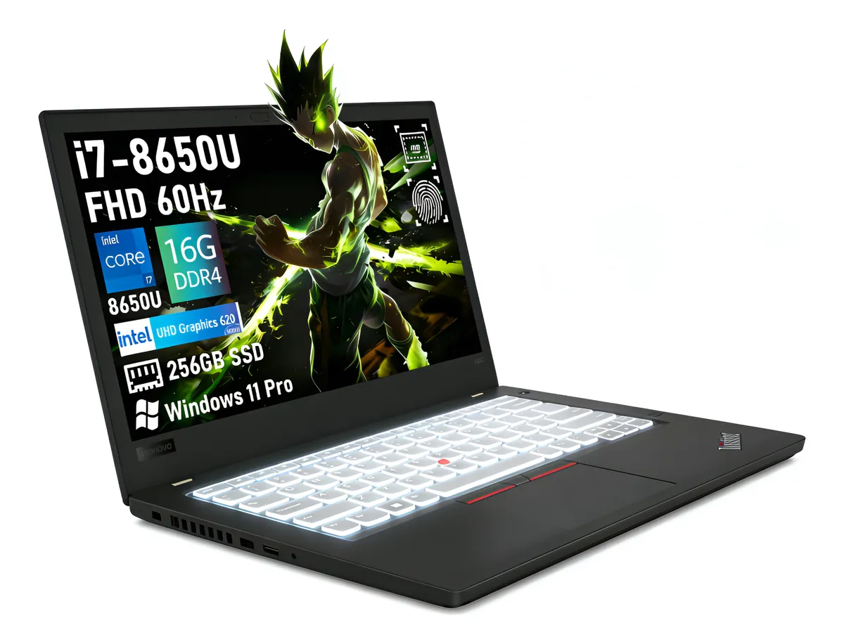 Lenovo Laptop T480s Core I7-8va Ram Ddr4 16g 256g Ssd Nvme Negro (Reacondicionado)