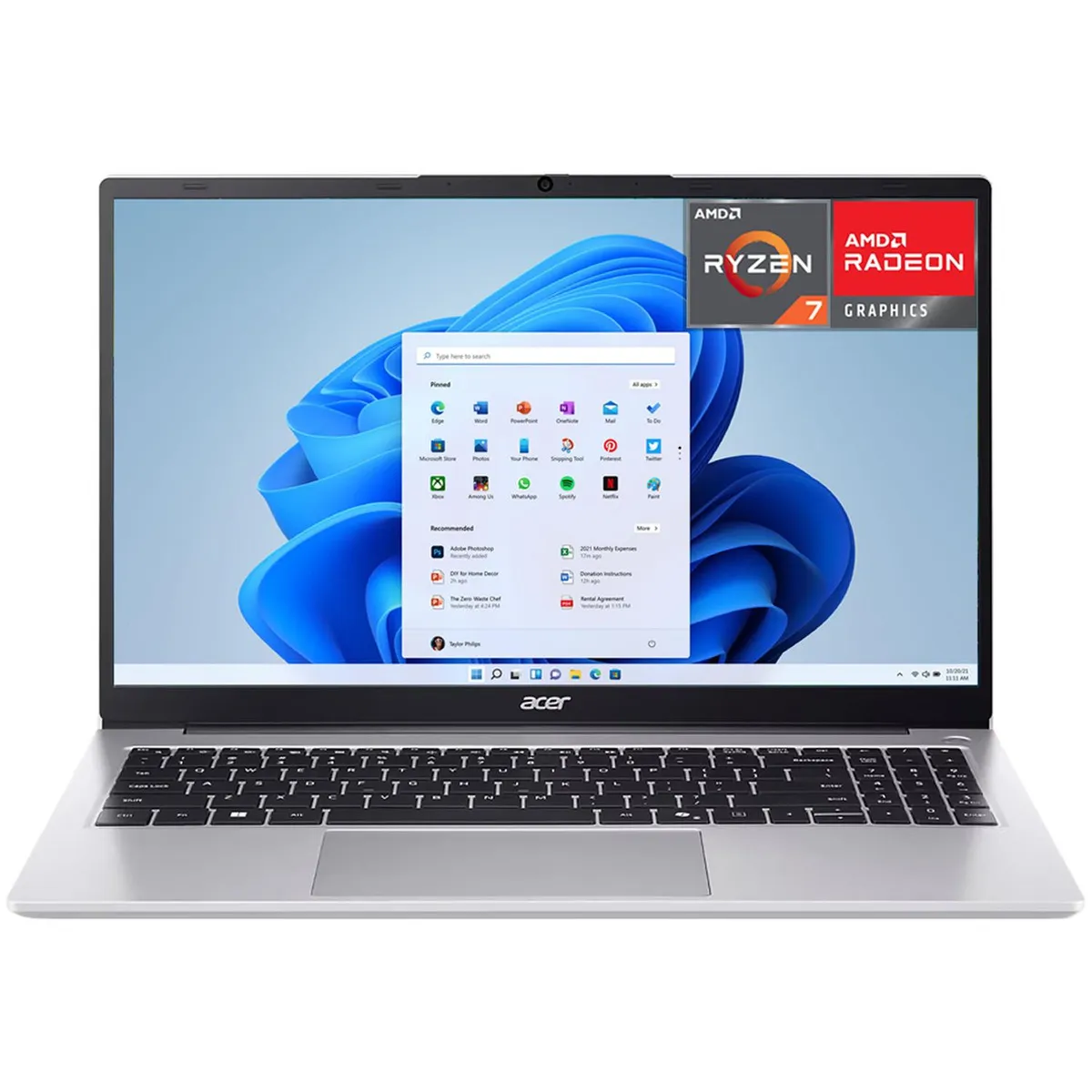 Laptop ACER Aspire 3 AMD Ryzen 7 7730U 16GB SSD 512GB 15.6” Full HD W11 Teclado Ingles Ideal para Trabajo y Multitarea