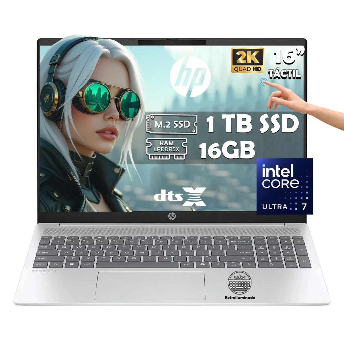 Laptop Hp Omnibook 5 Ai 16-af1017wm Intel Core Ultra 7 255u 1tb Ssd 16gb Ram 2k Touch