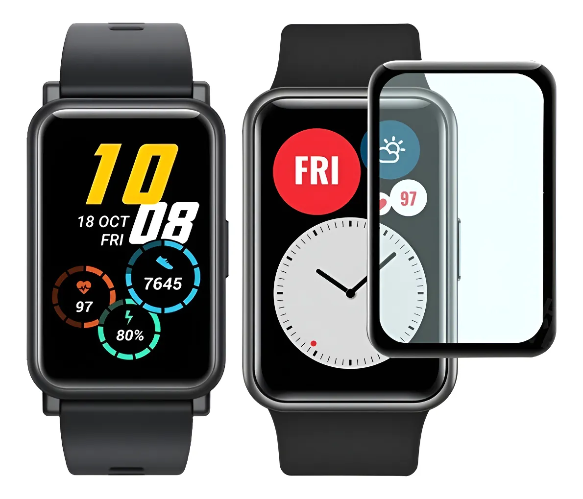 Cristal Templado 3d Compatible Huawei Watch Fit Honor Se 3pc Negro