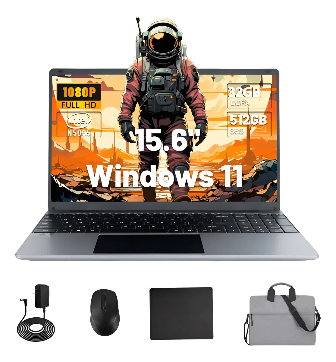 Laptop 15.6» 32gb+512gb Rom Hancdon Win11 N5095 1920×1080 Gris