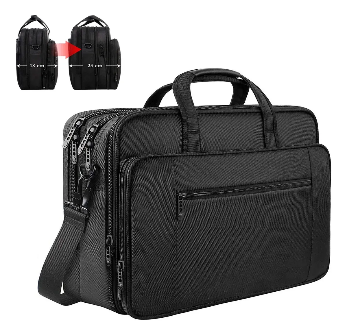 Maletin Para Laptop De 17 Pulgadas Para Hombre Portafolios Negocios Expandible Funda Protector Para Laptop Negro Mancro