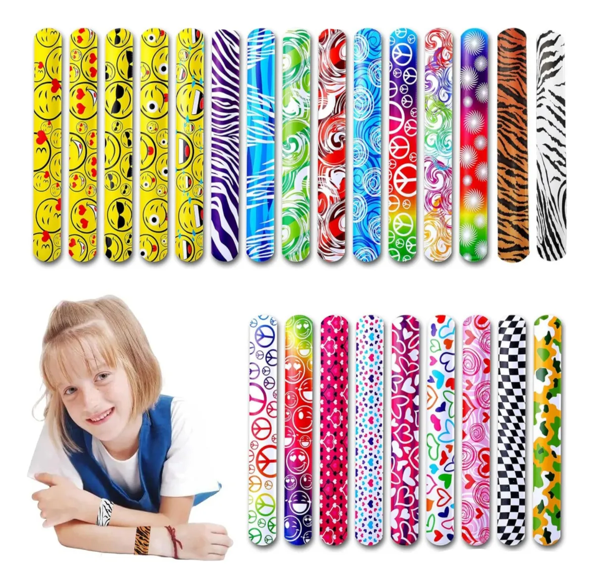 Pulseras De Bofetada Para Niños, 100 Pcs, Pulseras A Presión