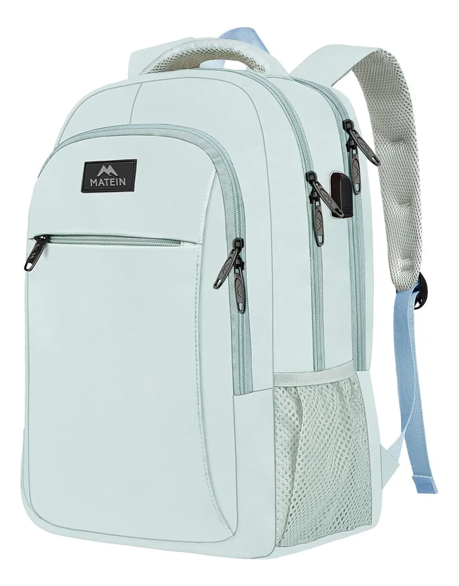 Mochila Para Laptop 15.6 Pulgadas, Mochila De Viaje 35l, Mochila Para Hombre Y Mujer, Mochila Escolar, Ideal Para Estudiantes, Antirrobo Y Impermeable, Matein 1007 Color Azul Claro