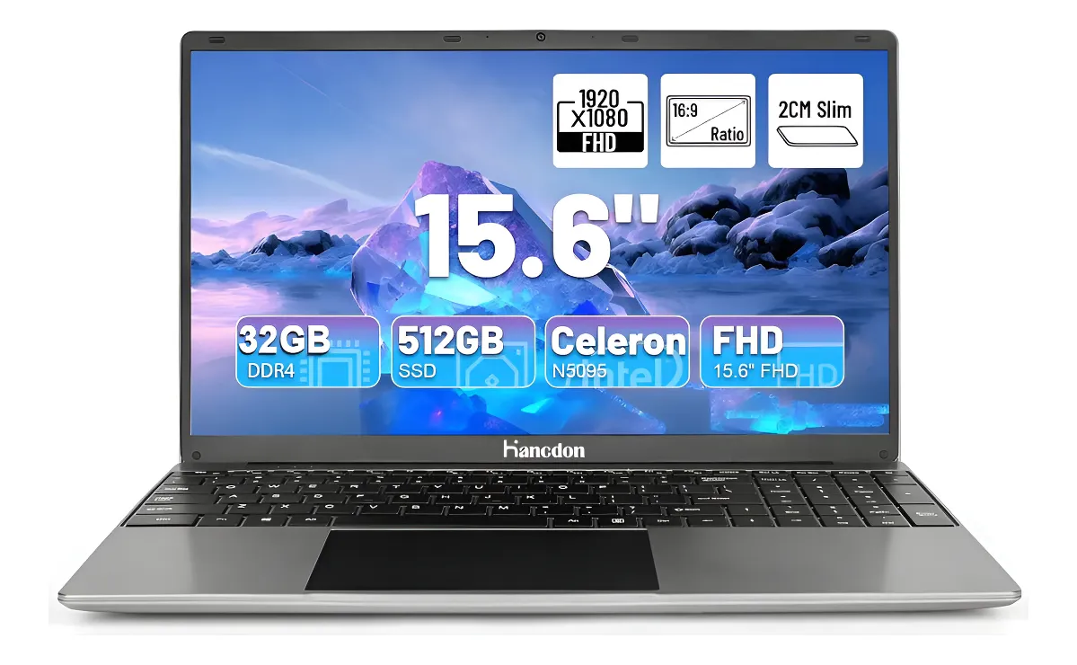 Laptop 15.6  32gb+512gb Rom Windows11 Hancdon N5095 Intel Gris