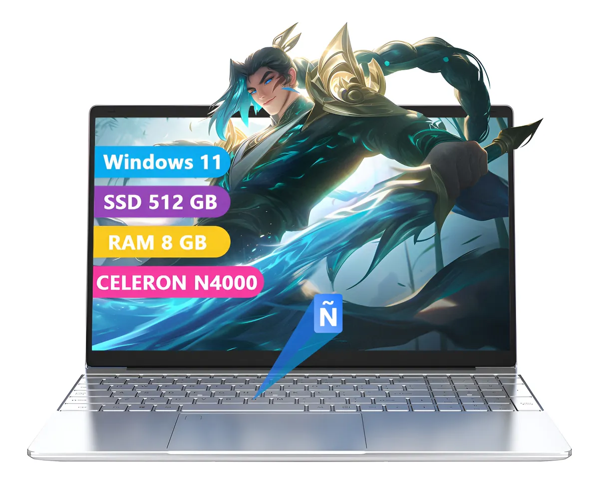 Notebook 15.6 Plata 8gb Ram – 512gb Ssd,celeron N4000 Plateado