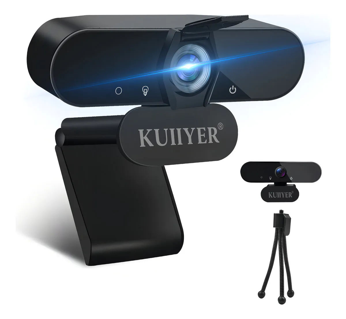 Hd 2k A 30 Fps Camara Web Enfoque Automático Periféricos De Pc Micrófono Doble Incorporado Negro Kuiiyer Interfaz Usb 2.0 Incluye Tapa De Cámara Y Trípode Webcams Apoyo A La Eliminación De Eco