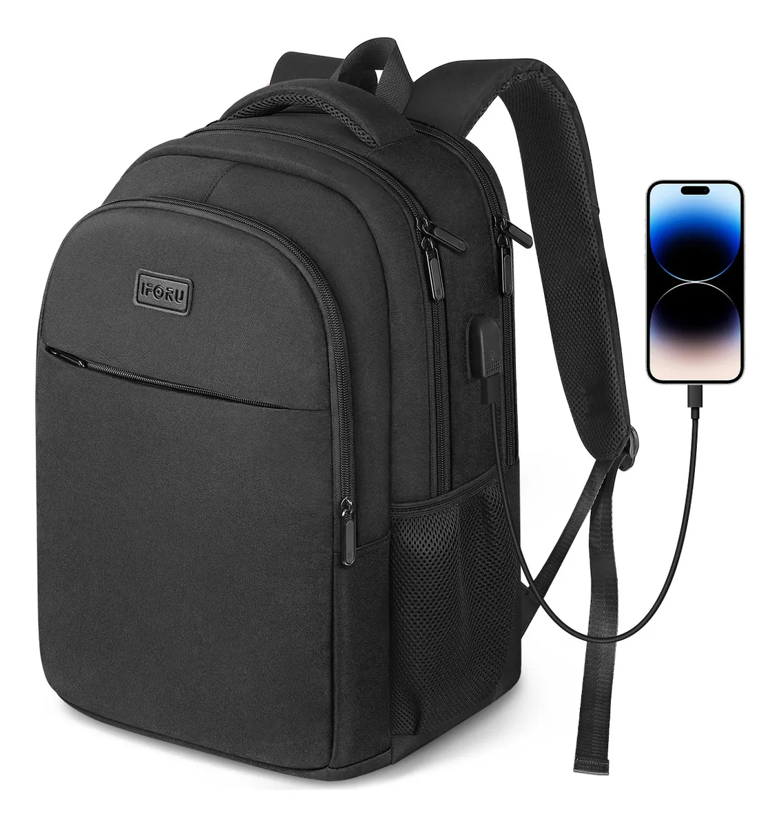 Mochila Antirrobo Impermeable Para Laptop 15.6″ Negro Iforu con Puerto USB