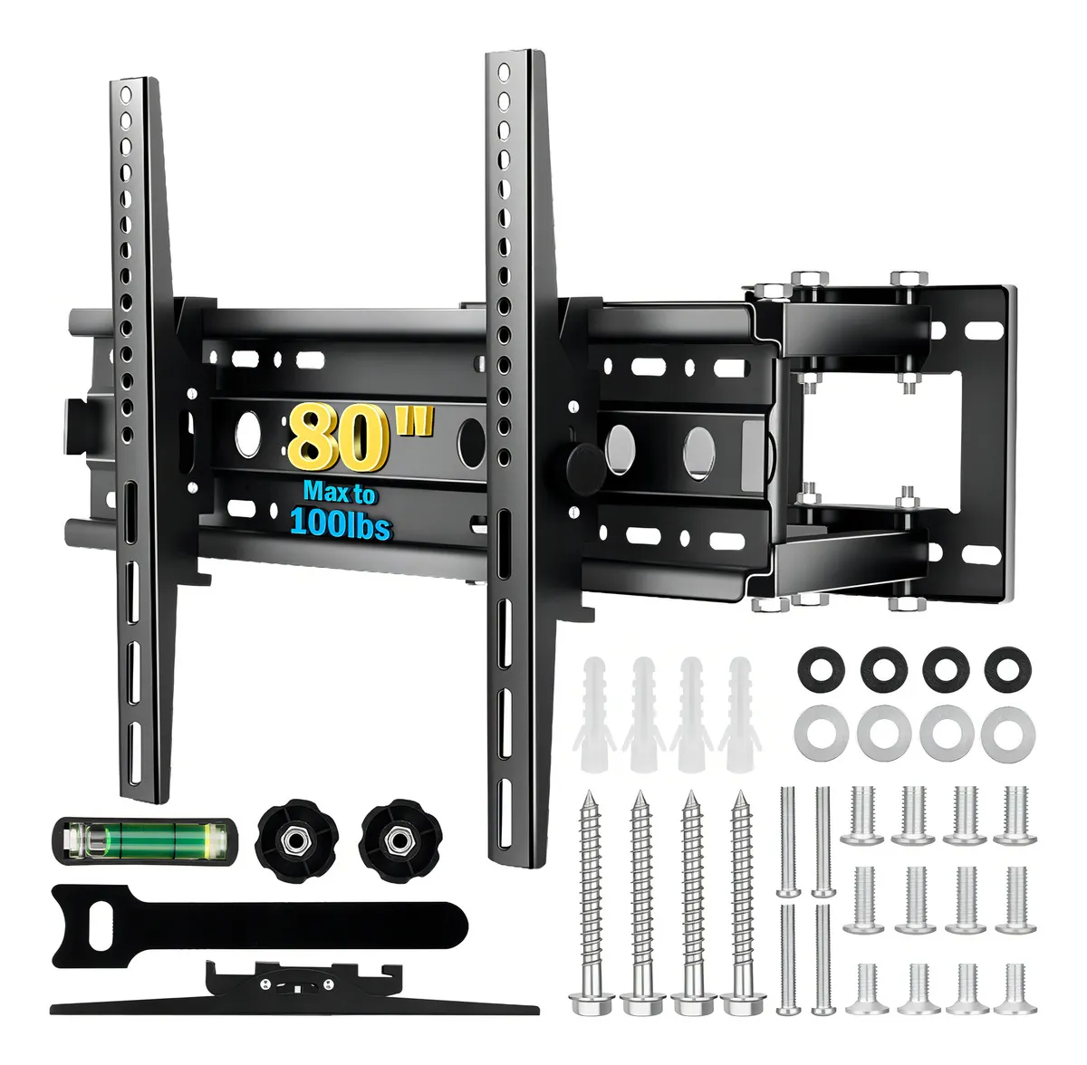 Soporte Base Tv Brazo Para 32-80 Pulgadas Pantallas Tv Monitor ZUSZOX, Soporte Giratorio E Inclinable, Soporte De Movimiento Completo Con Brazos Dobles Articulados, Soporte Para Television Ajustable