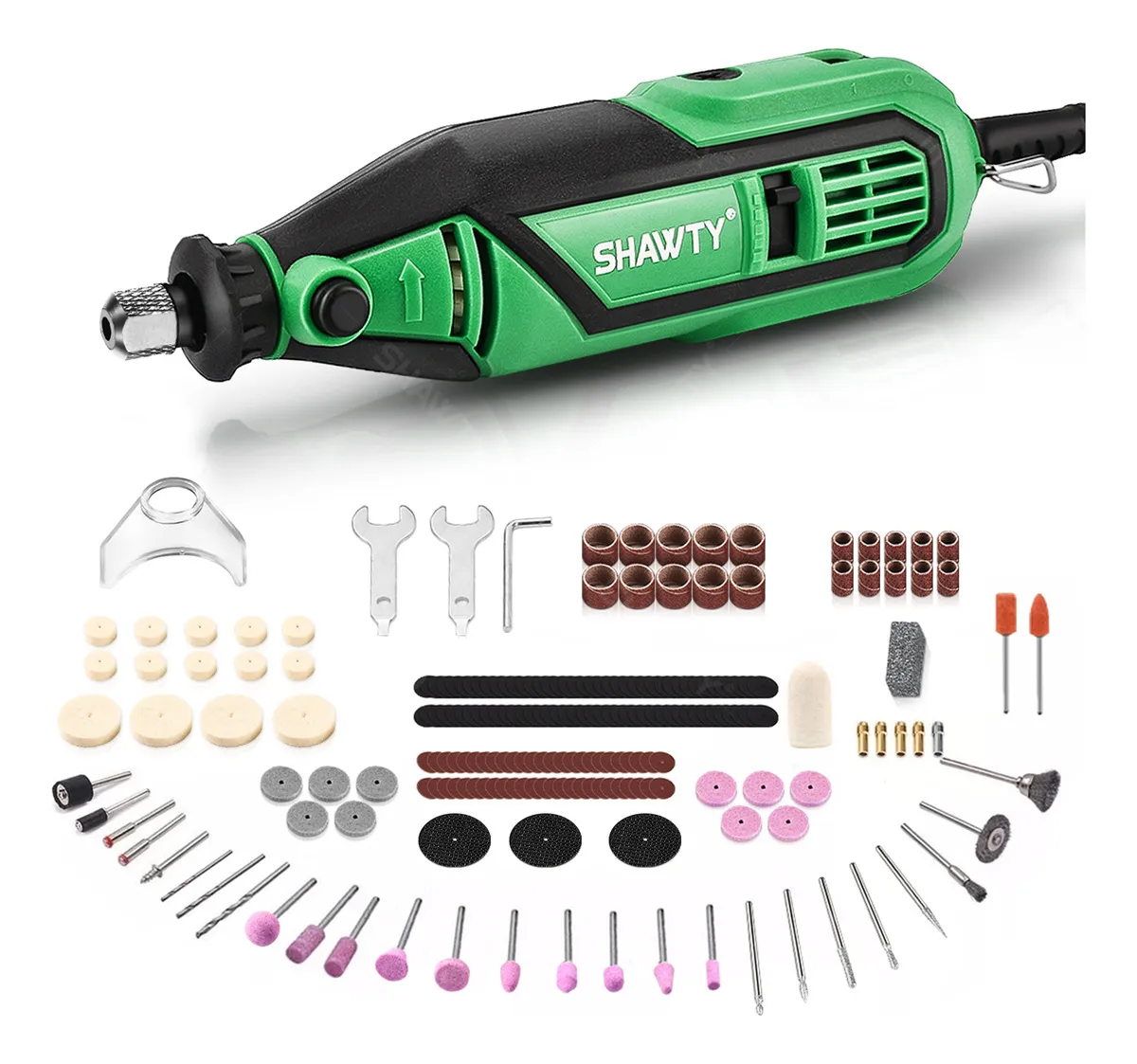 SHAWTY Mini Taladro Mototool Esmeril Con Accesorios 210 piezas, Herramientas Rotativas Profesionales, 36000RPM, 180W, 5 Velocidad Regulable, para Esmerilar, Pulir, Cortar, Dar Forma, Taladrar