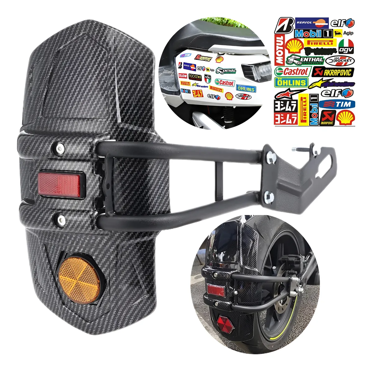 Universal  Salpicadera Trasera Para Moto Con 23pcs Pegatina