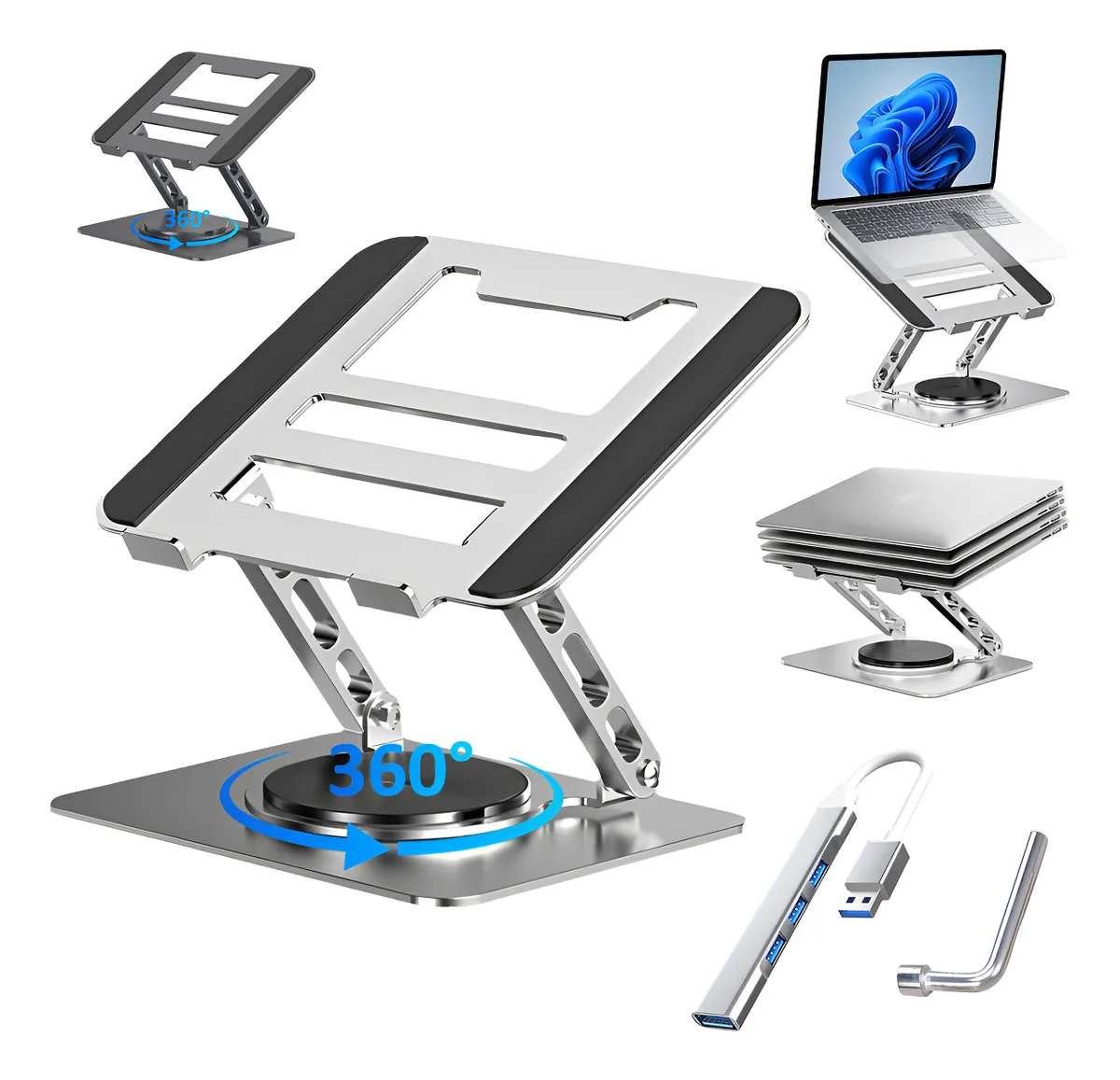 360° Soporte Para Laptop Giratorio Base Ajustable Y Estable
