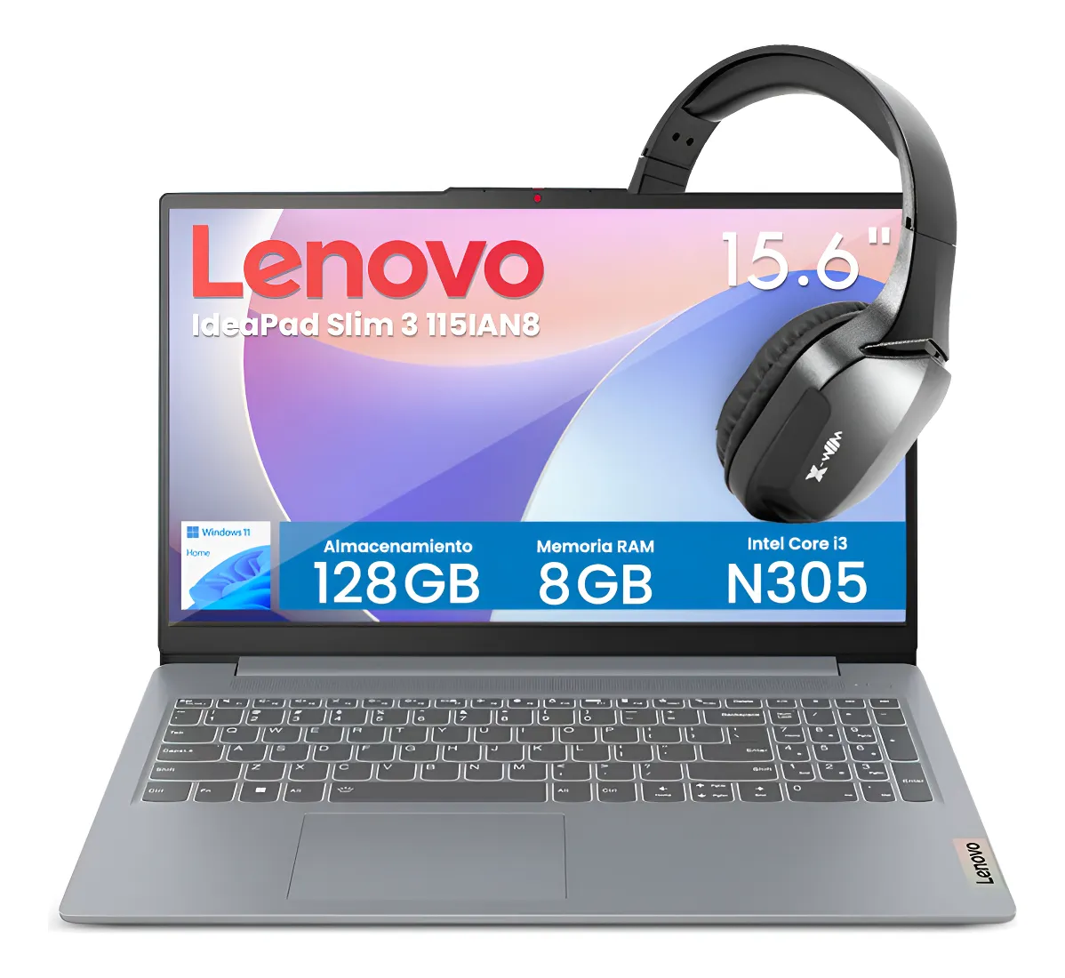Laptop Lenovo Ideapad Slim 3 Intelci3 8gb 128gb Ssd + Regalo Gris