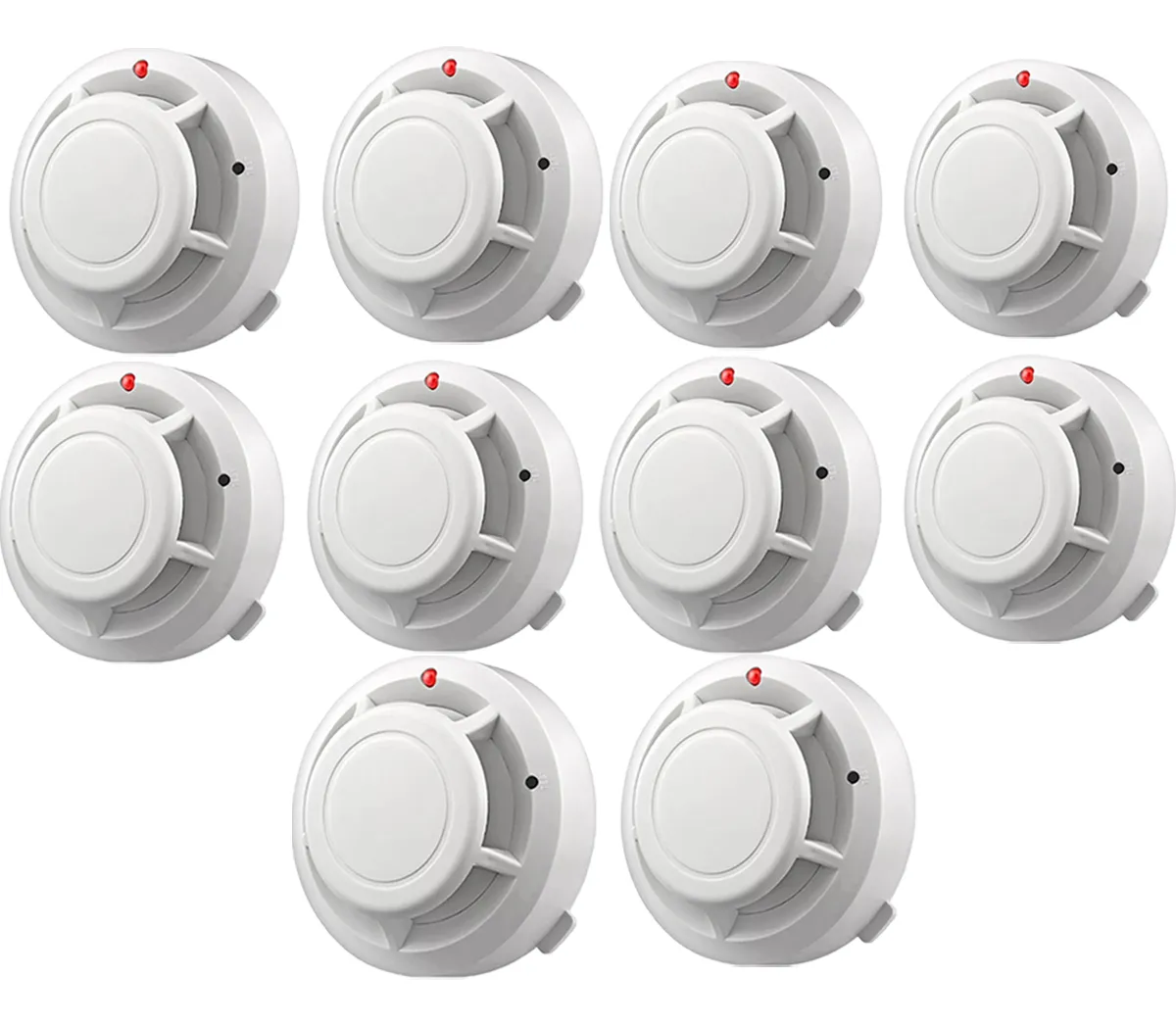 10pcs Detector De Humo,cubierta 40m2,alarma De 6s Con Pilasa Blanco