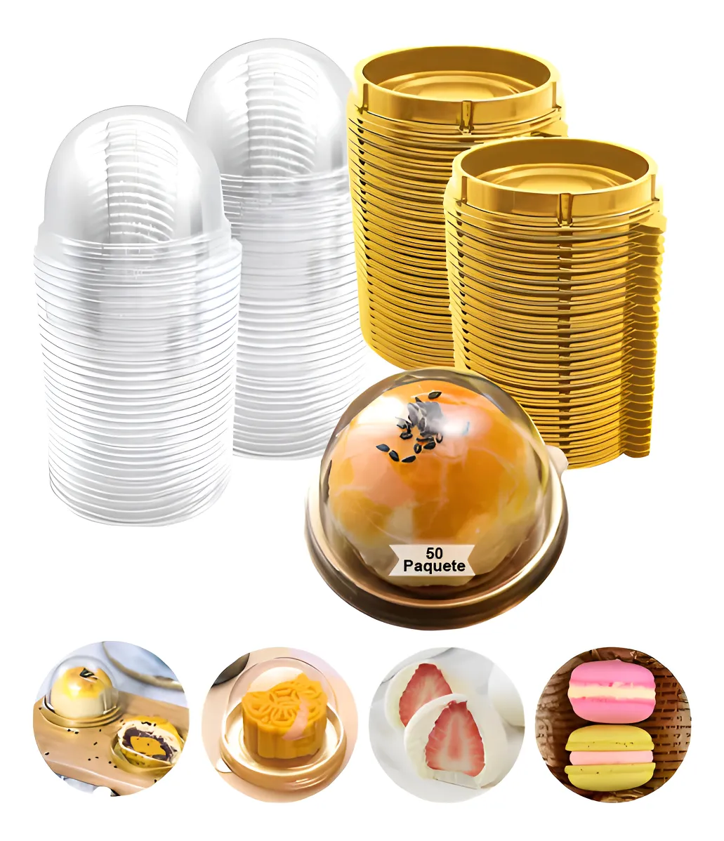 50 Pzs Vasos Con Domo Estándar Cupcake Caja Individual Tapa