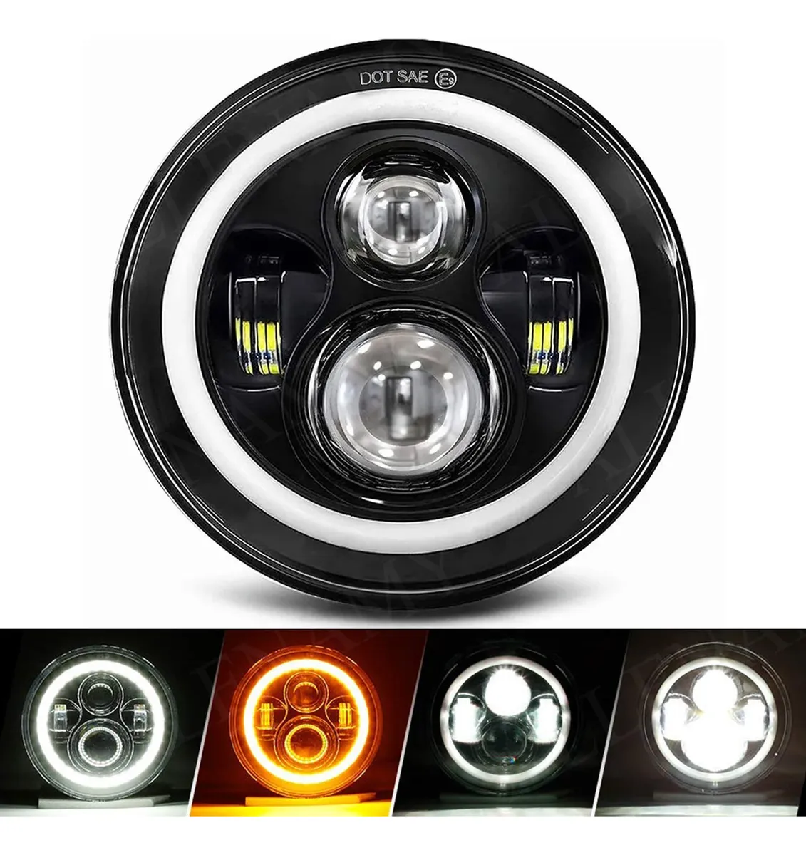1 Pcs Faro Led Angel Eyes 7 Pulgadas Compatible Con Jeep H4