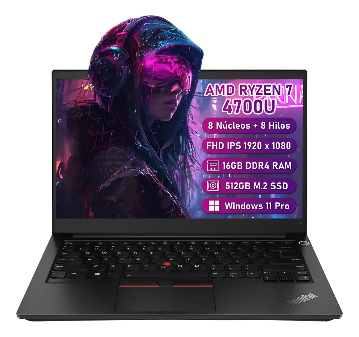 Lenovo Thinkpad E14 Gen 2 Ryzen 7 4700u 16gb Ram 512gb Ssd Negro (Reacondicionado)