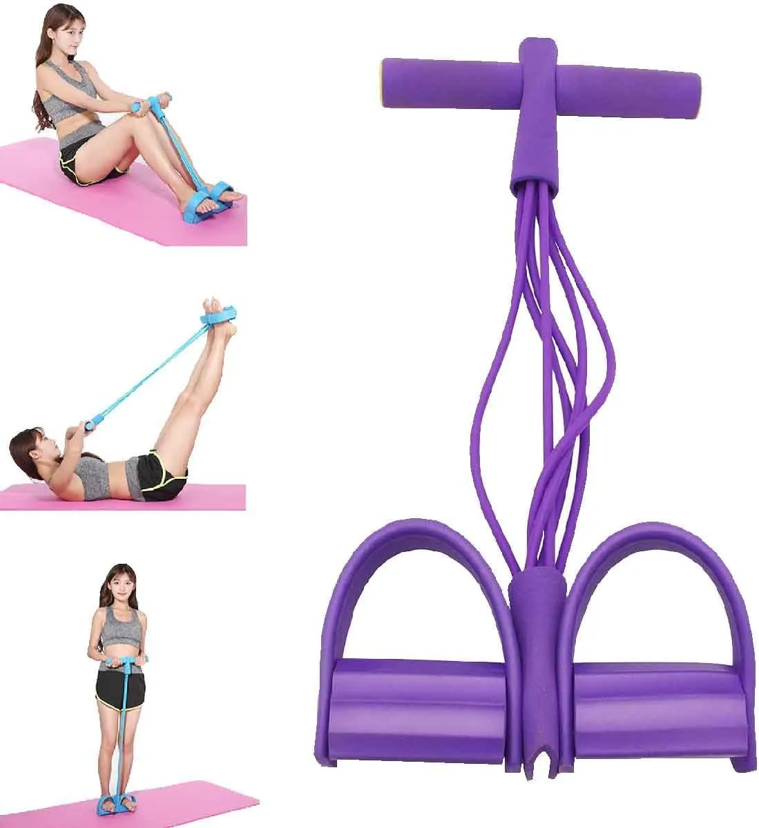 Cuerda de tensión multifuncional, banda elástica de resistencia, estiramiento de tobillo de 6 tubos, extensor de fuerza abdominal, estiramiento elástico de pierna