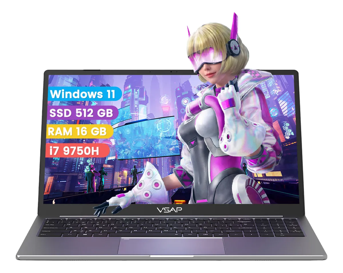 Laptop Intel I7 9750h 16gb Ram 512gb Ssd Win 11 15.6in Gris