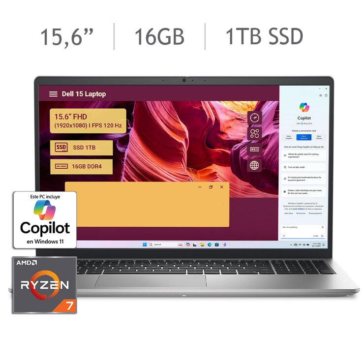 DELL 15 Laptop 15.6″ Full HD AMD Ryzen 7 16GB 1TB SSD | C…