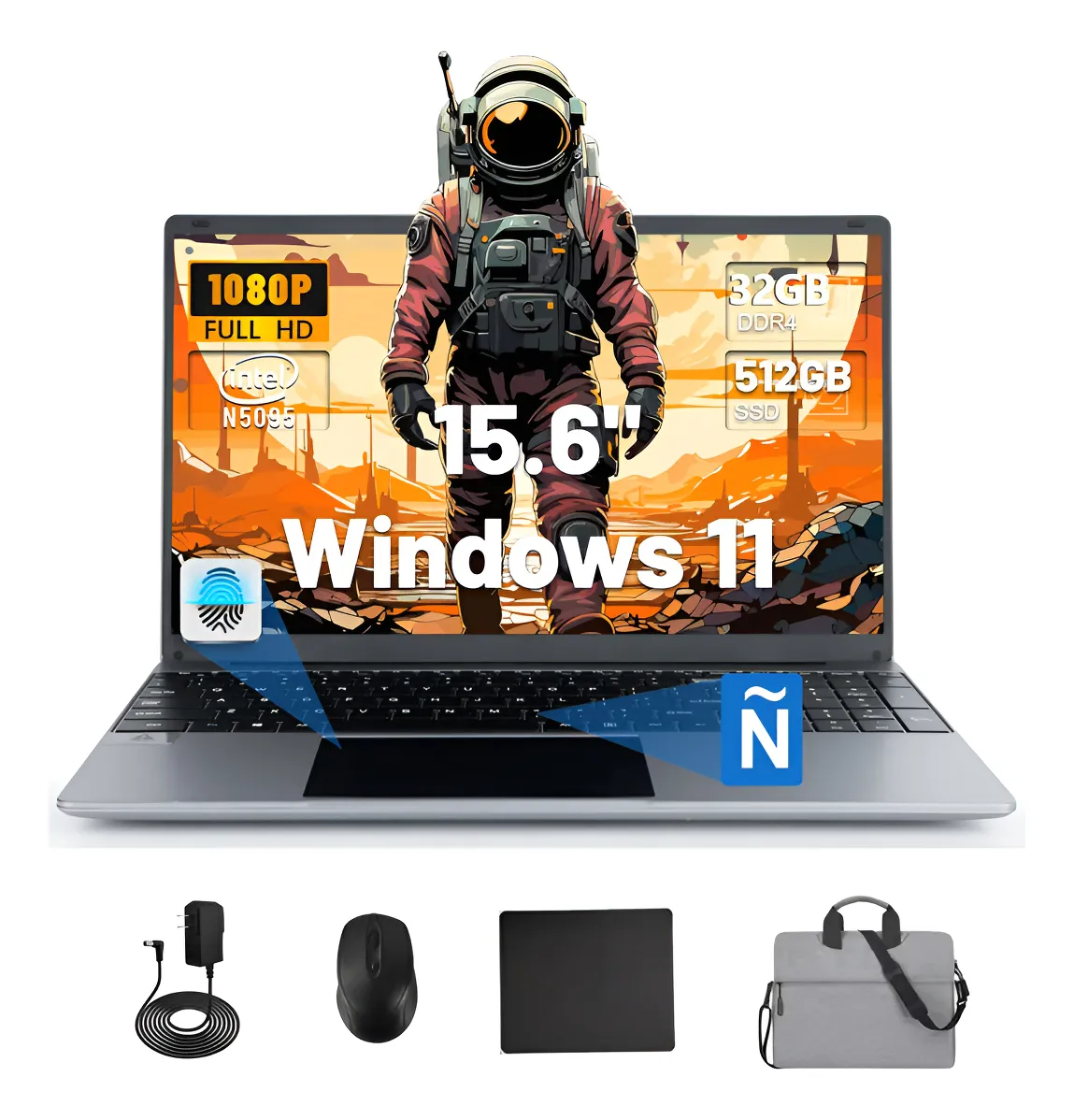 Laptop Hancdon N5095 15.6» 32gb+512gb Rom Win11 Ddr4 Intel Plateado