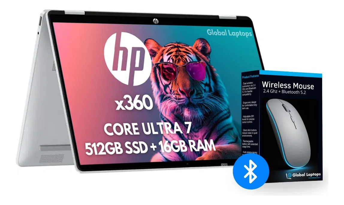 HP Omnibook Flip Core Ultra 7 265V 16 GB Ram 512 GB Ssd Pantalla táctil Wuxga 1920 px x 1200 px Dedicada Graphic Card Intel Arc 140 v 8 gb includes Windows Installed Laptop 16-au0070 With Gift